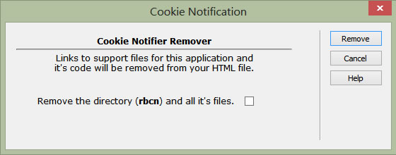 UI for removal of cookie notification
